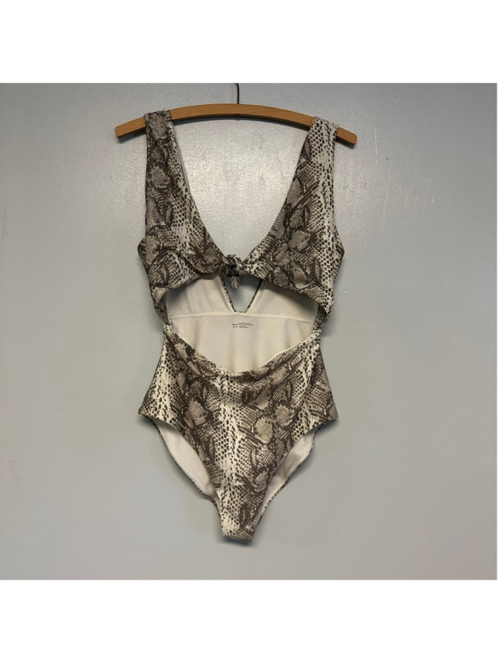 Aerie Snake Print One Piece Swimsuit size Medium Brown White - Picture 3 of 4